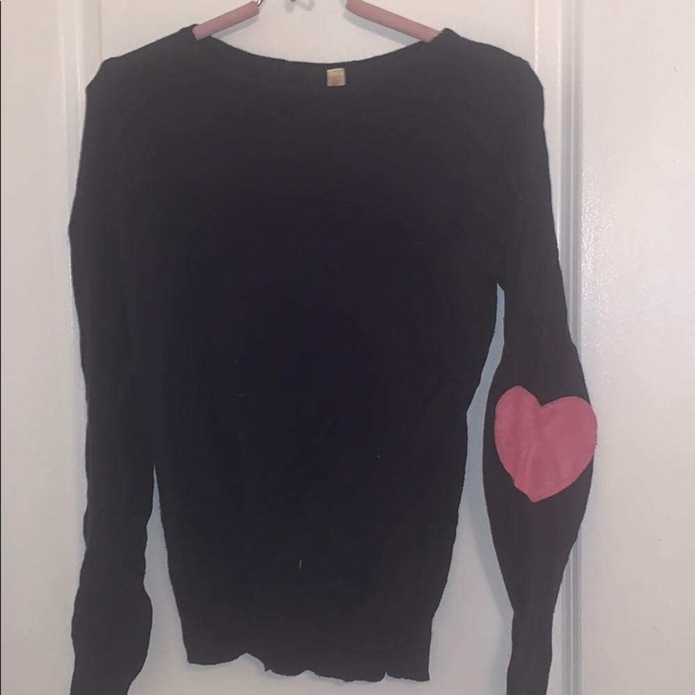 Navy Blue Heart Sleeved Sweater